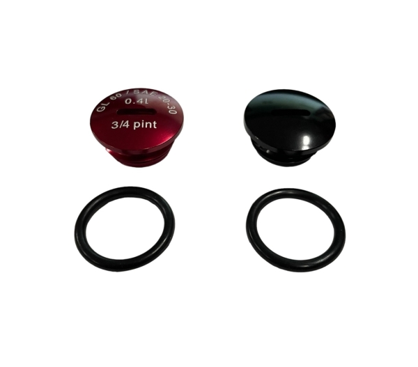 SET Verschlußschraube - Alu schwarz / rot eloxiert mit O-Ringen S51, S53, S70, SR50, SR80, KR51/2