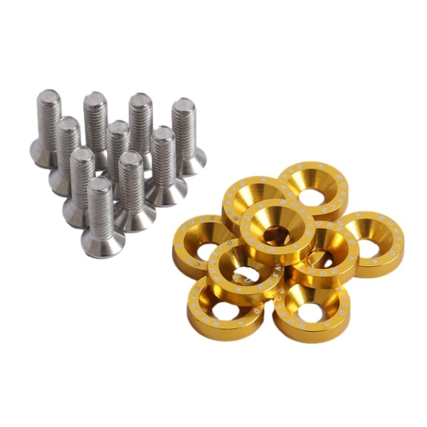 SET Aluminium Schrauben und Unterlegscheiben gold eloxiert