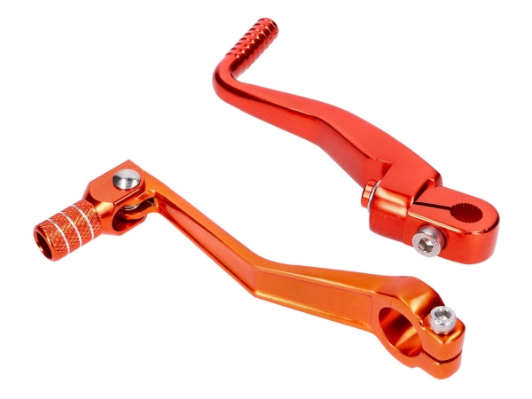 Schalthebel Kickstarter Set klappbar Aluminium orange eloxiert für Simson S51, S53, S70, S83