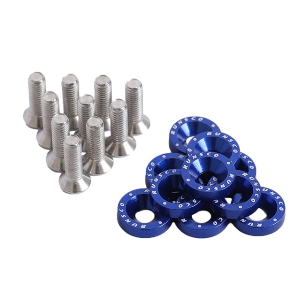 SET Aluminium Schrauben und Unterlegscheiben blau eloxiert